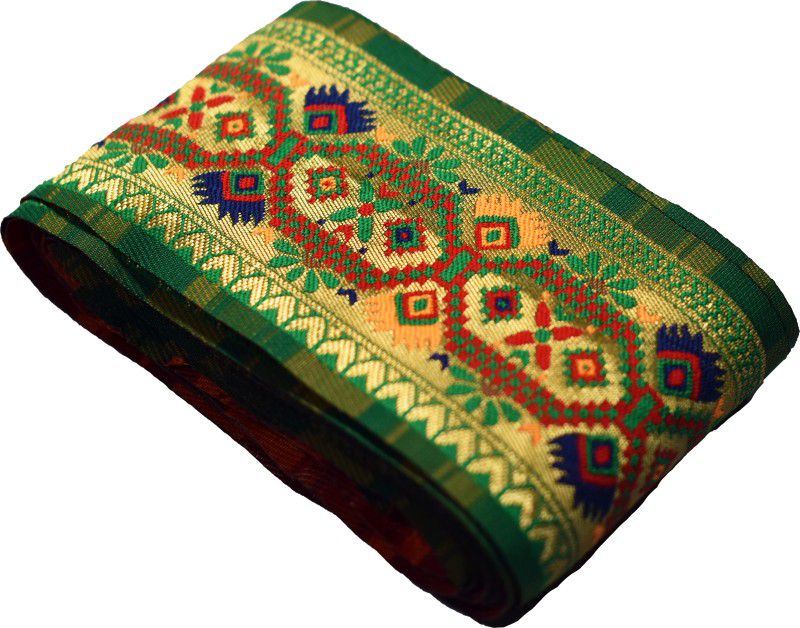Sukushi Silk Mills Saree Lace Border Geometric Design Jacquard Woven 9 Meter Lace Reel  (Pack of 1)