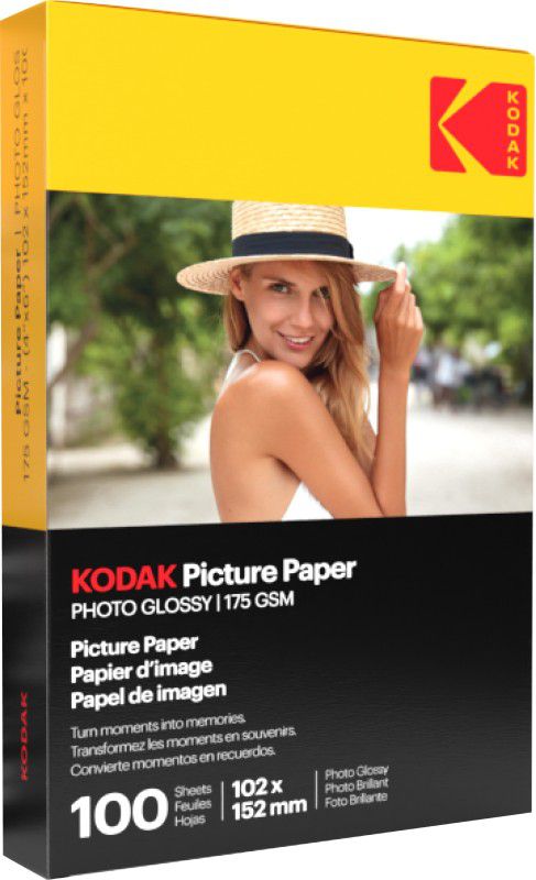 KODAK 4*6 Unruled 4*6 175 gsm Photo Paper  (Set of 1, White)