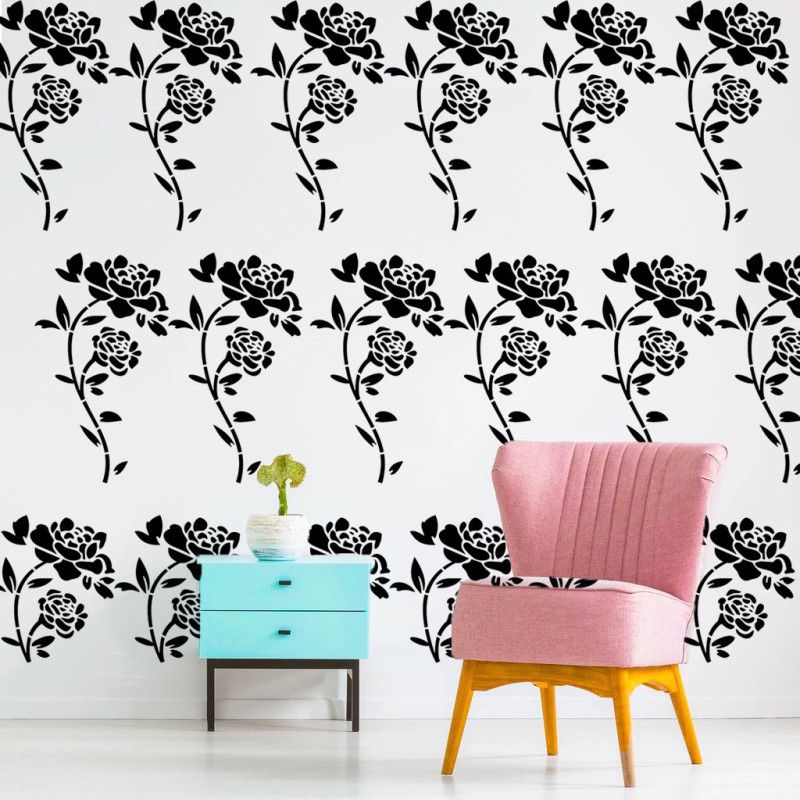 Decor now Size : ( 16-inch x 24-inch) Floral world Wall Pattern DIY Reusable wall stencil for home Decoration Wall stencils Stencil  (Pack of 1, Floral world Wall Pattern)