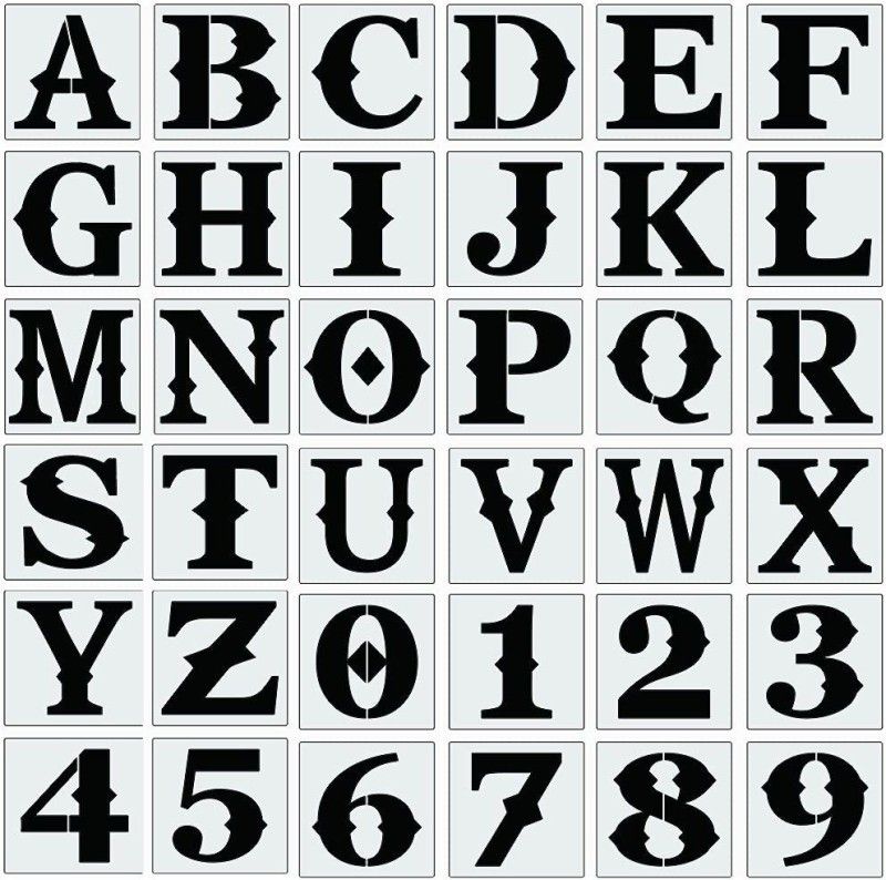DEQUERA 6 Inch Letter Stencils for Painting On Wood , 36pcs Alphabet Stencils Letter Num ber Templates,Reusable& Flexible for Drawing On Wall,Sign,Canvas, Paper, Fabric, Floor Stencil  (Pack of 1, Larger Letter Stencil)