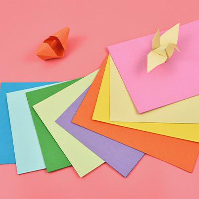 SHARMA BUSINESS Craft Color Paper Set of 200 Origami Multicolor Size 15x15 cm 70 GSM unruled 15x15cm 70 gsm Craft paper  (Set of 200, Multicolor)