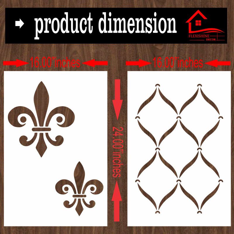 FLEXISHINE DECOR Combo Painting (Size:-16X24 Inch) THEME- Symbolized Jharoka and Keylink pattern Pattern Reusable Design Ideal For Bedroom, Kids Room and Living Room Decoration Stencil  (Pack of 2, Stencil)