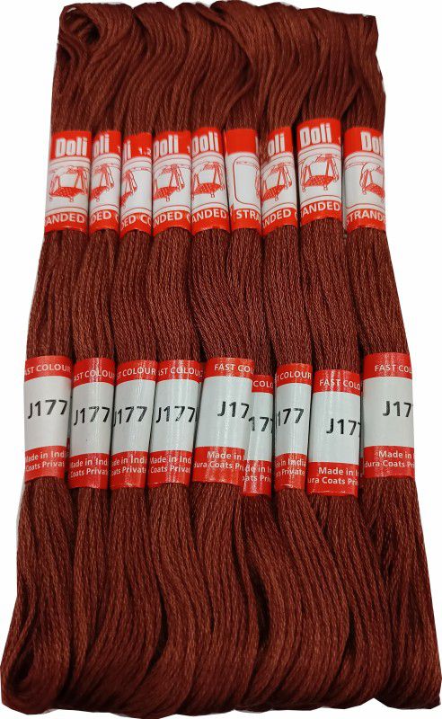 Abn Traders Doli Thread Skeins/ Long Stitched Embroidery Stranded Cotton J177, Brown Thread  (90 m Pack of25)