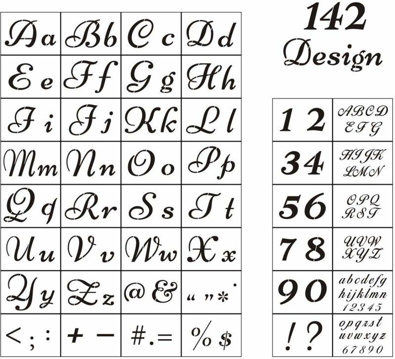 DEQUERA Letter Stencils for Painting on Wood - 44 Pack Alphabet Stencil Templates with N umbers and Signs, Reusable Plastic Stencils in 2 Fonts and 142 Designs for Wood Burning & Wall Art Stencil  (Pack of 1, Larger Letter Stencil)
