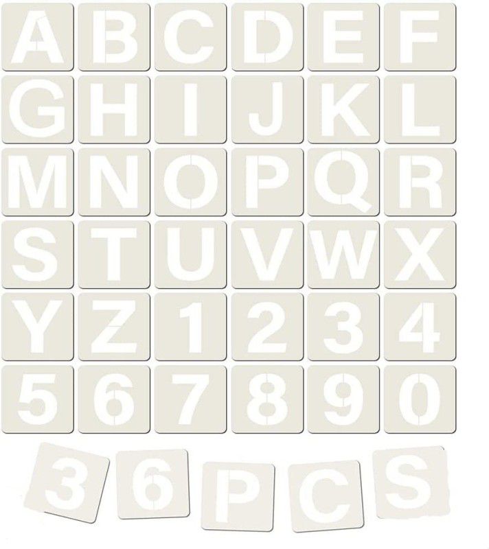DEQUERA 36Pcs Alphabet Letter Stencils 3 Inches Reusable Plastic Letter & Number Templat es Art Craft Stencils for Painting Art DIY Crafts Wall, Paint Wooden Signs, Thanksgiving, DIY Home Yard Décor Stencil  (Pack of 1, Larger Letter Stencil)