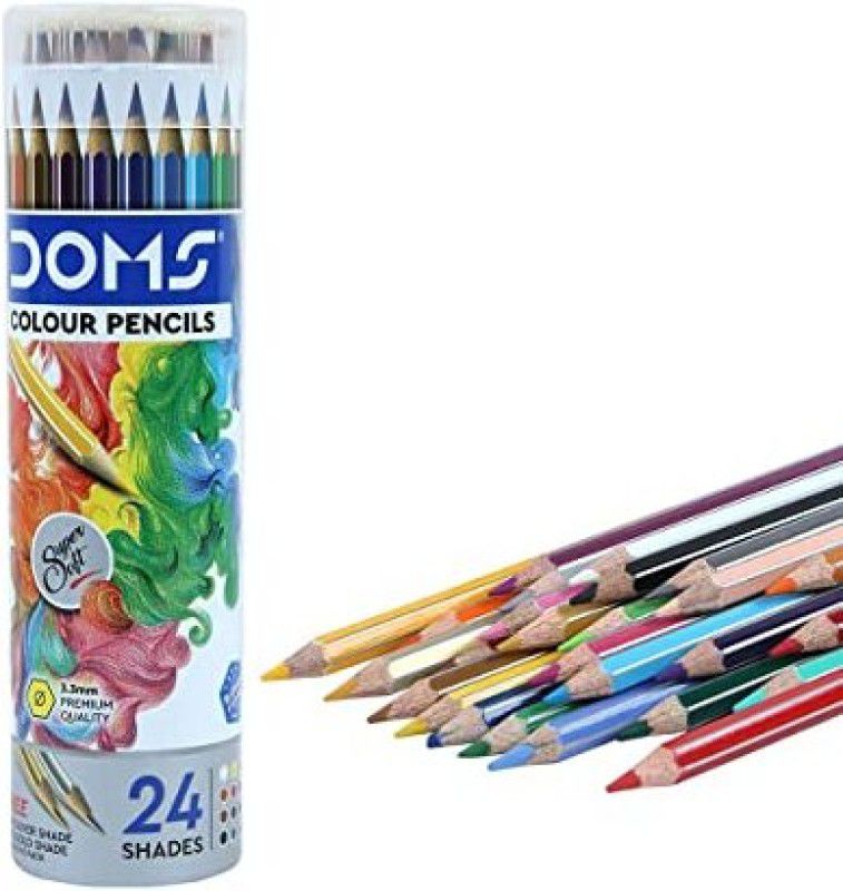 DOMS Colour Pencil Round Tin Pack 24 Shades Round Shaped Color Pencils  (Set of 24, Multicolor)