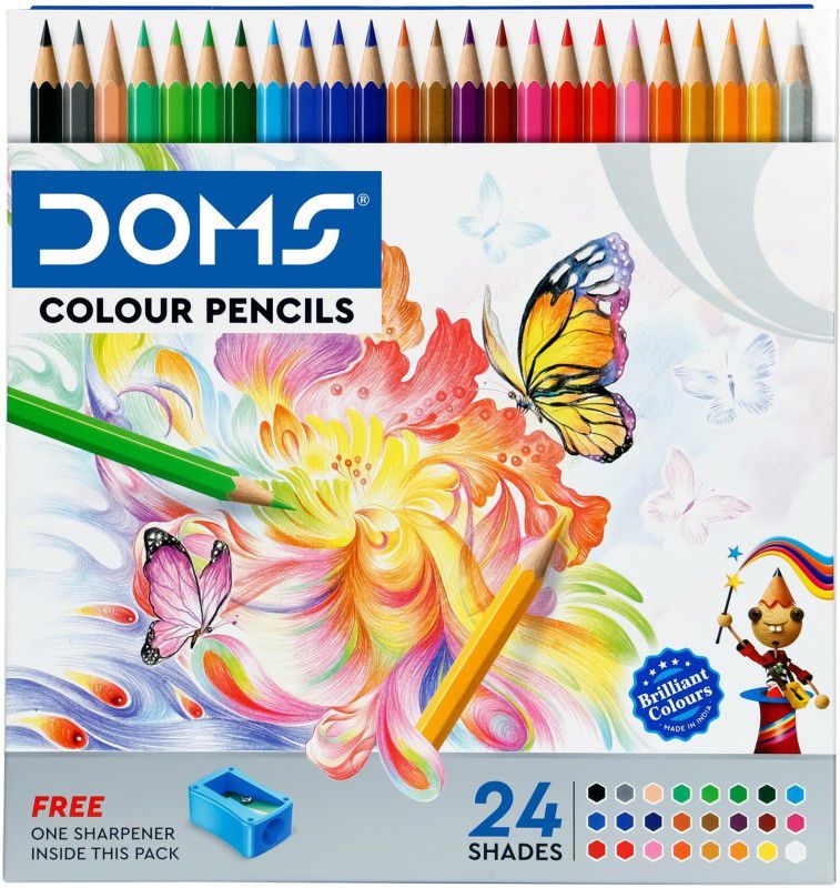 DOMS Non-Toxic 24 Shades Color Pencils | Hexagonal Shaped Body For Comfortable Grip Round Shaped Color Pencils  (Set of 1, Multicolor)