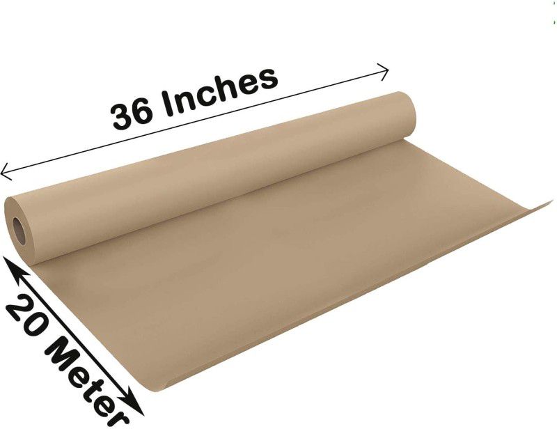 MM WILL CARE BROWN SERIES Unruled 36 Inches X 20 Meter 120 gsm Paper Roll  (Set of 1, Brown)
