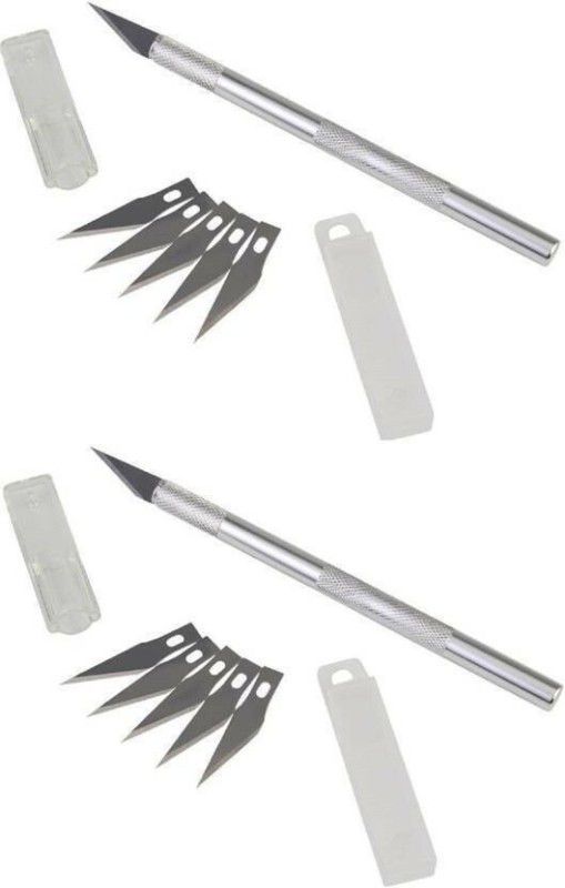 DiaCia 2 Metal Grip Hand-held Paper Cutter  (Set Of 2, Silver)