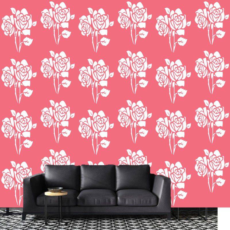 JAZZIKA Beautiful Rose DIY Reusable Painting Design Suitable For BedRoom, Livig Room, Entrence Room, House of worship, Modern Home Wall Arts Stencil  (Pack of 1, Beautiful Rose Design)