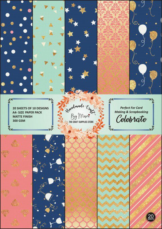 Dheett Celebrate Unruled A4 300 gsm Craft paper  (Set of 1, Multicolor)