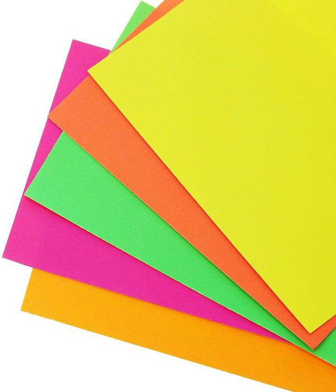 HOTCHPOTCH Unruled Plain A4 Neon Sheets Unruled A4 80 gsm A4 paper  (Set of 100, Multicolor)