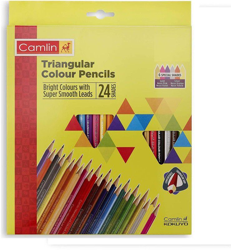Kokuyo Camlin Triangular Colour Pencils Round Shaped Color Pencils  (Set of 24, Multicolor)