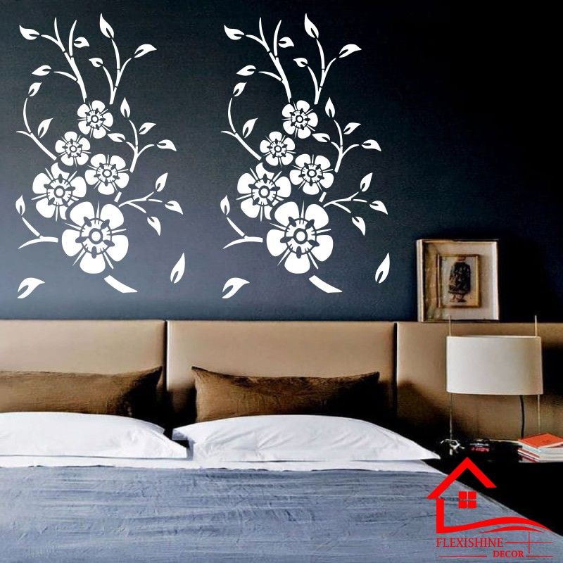 FLEXISHINE DECOR Flower pattern Design and Love Diy Painting (Size:- 24 x40 Inch) Suitable For Bedroom, Drawing Room & Office Decoration Modern Home Wall Arts Stencil  (Pack of 1, Floral)