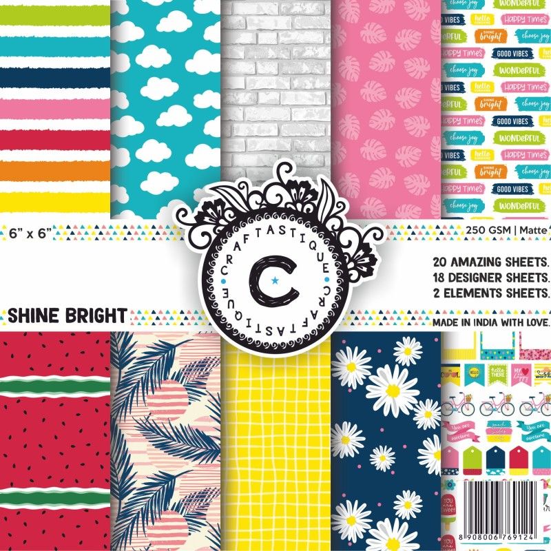 Craftastique Shine Bright Scrapbooking Designer Art 6 x 6 inches 250 gsm Craft paper  (Set of 1, Multicolor)