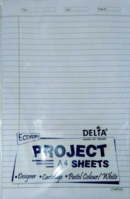 DELTA NEW one side ruled a4 120 gsm Project Paper  (Set of 100, White)