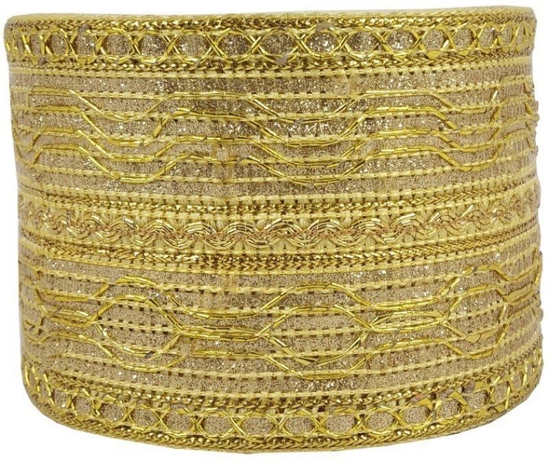 Uniqon (Length:9 Mtr Roll, Width:8cm) Golden Mixup Pattern Gota Patti Trim Lace Border Embroidery Craft Material for Suits, Sarees, Lehengas, Dresses Designing and Tailoring Accessories Lace Reel  (Pack of 1)