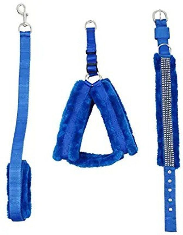 SAWAY Saway Export Quality Dog Blue Furr set Dog Training Harness  (Medium, BLUE)