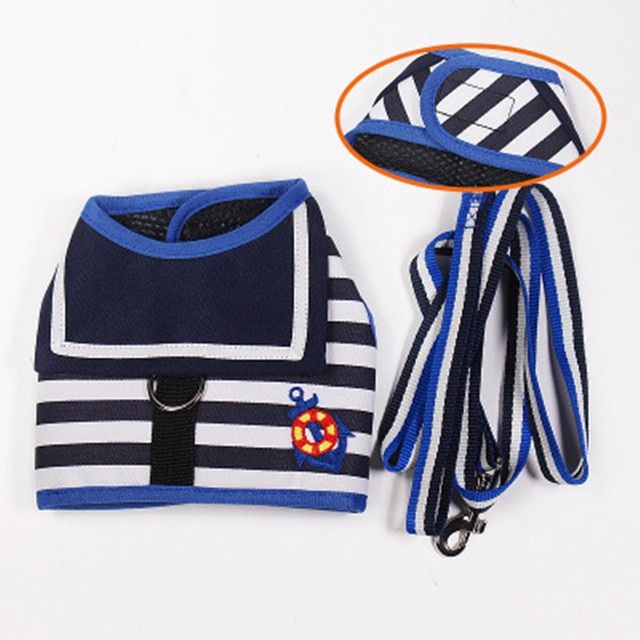 Pet  Harness Soft Breathable Navy Style Leash Set For Small Medium s Chihuahua Puppy Collar  Pet  Chest S Leash