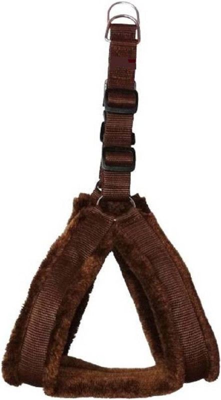 ALCAZAR ALC144 Dog Standard Harness (Large, BROWN 1.25 INCH NYLON MATERIAL WITH SOFT FUR PADDING FOR LARGE SIZE PET) Dog Standard Harness  (Large, Brown)