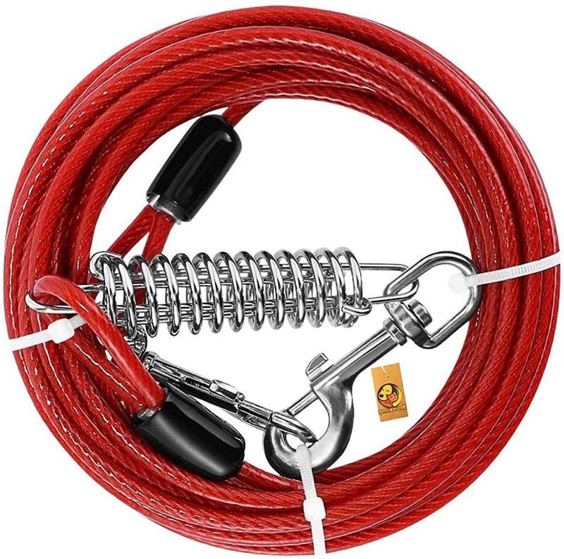 Pups&Pets Red Steel Cable Tie Out Cable for Dog 150 cm Dog Chain Leash  (Silver)