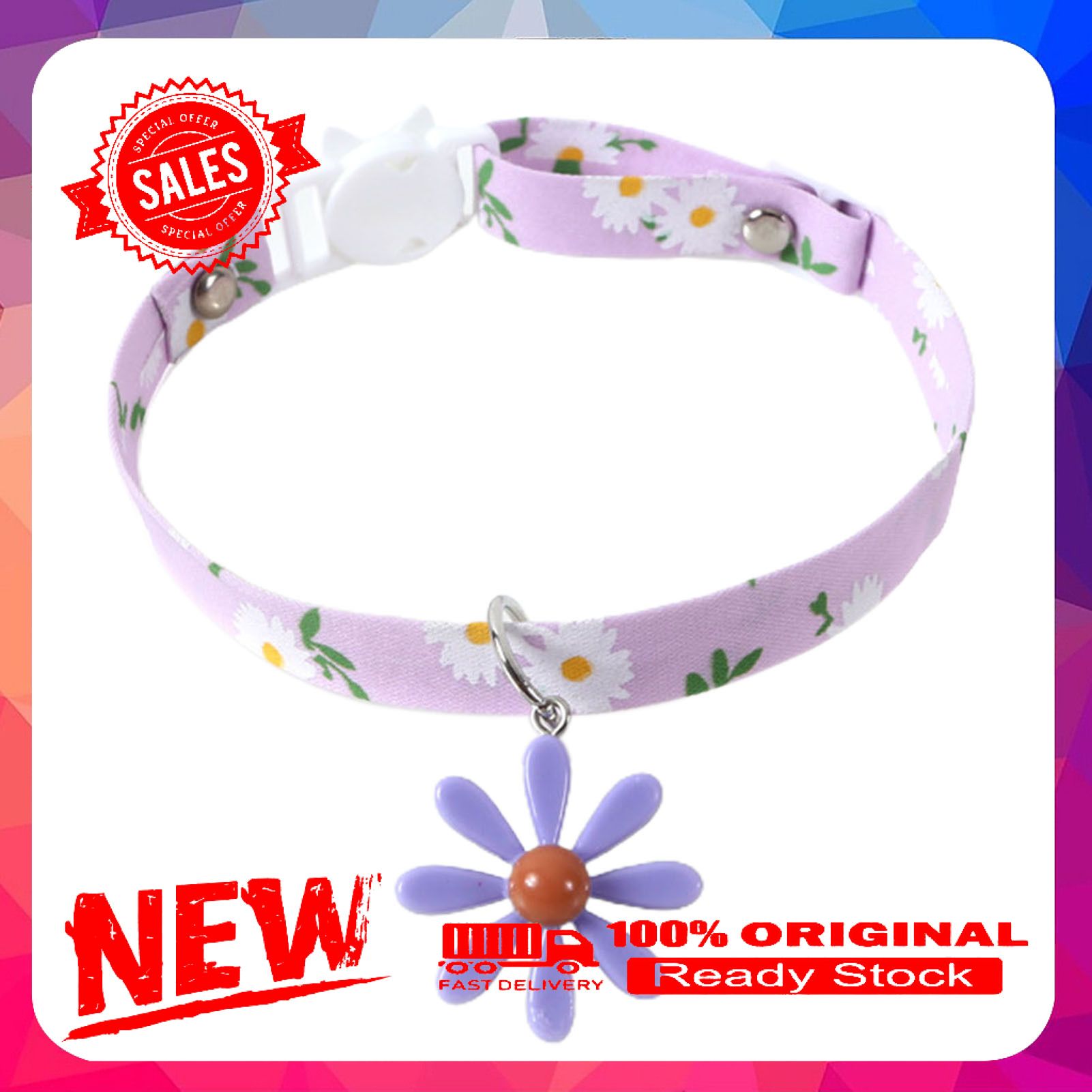 Miss cherry Puppy Collars Soft Cat Accessories Multicolor Adjustable Marguerite Flower Cat Collar for Pet