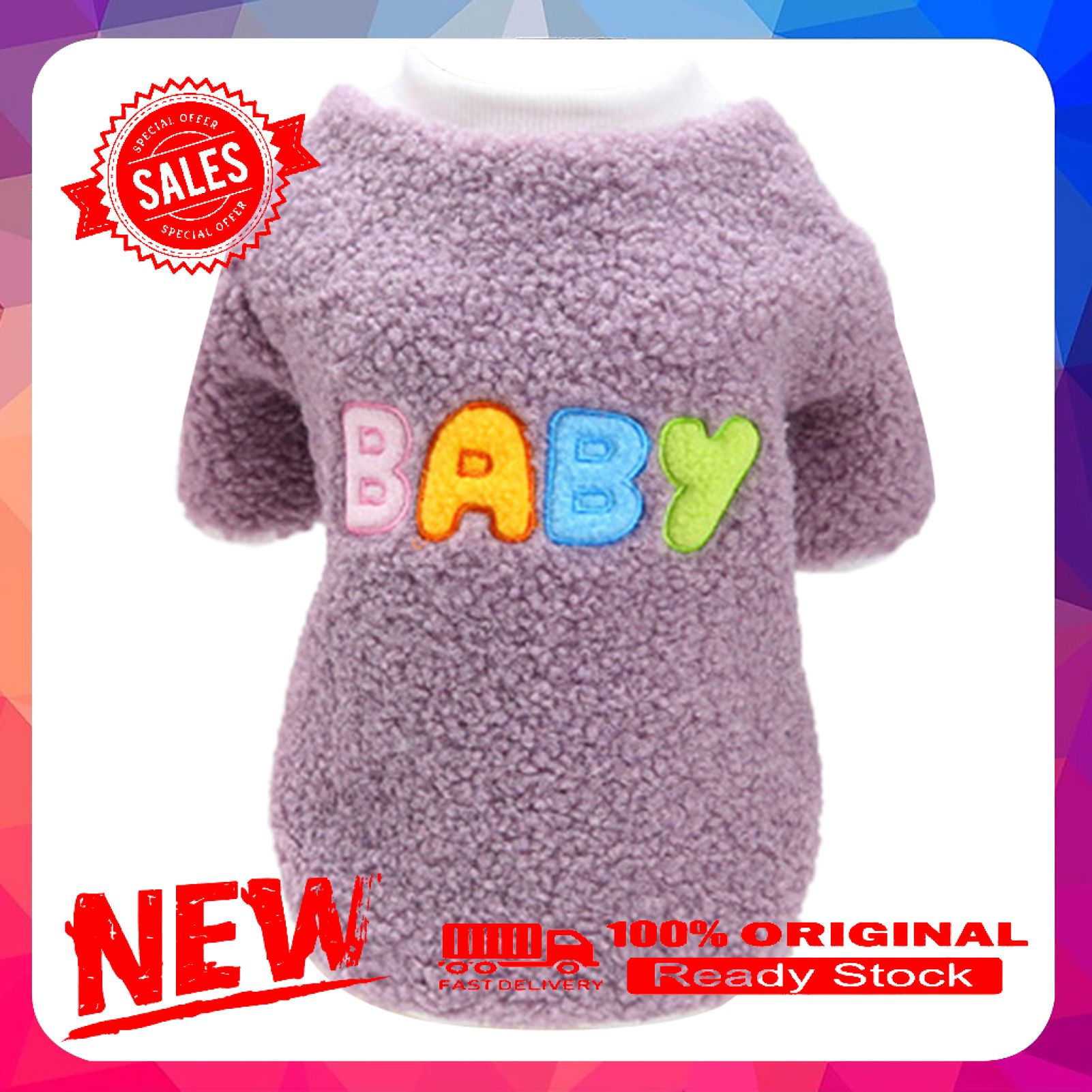 Puppy Sweater Adorable Keep Warmth Plush Pet Dog Apparel with Baby Letter Print for Autumn