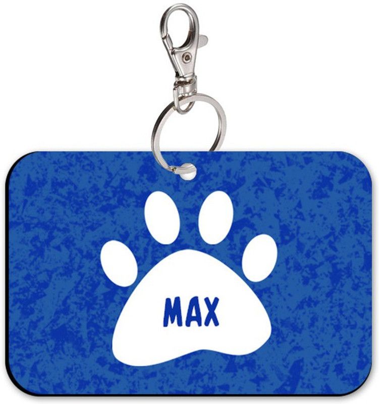 SKY TRENDS Info Engraved Dog Collar Charm  (Blue, Rectangle)