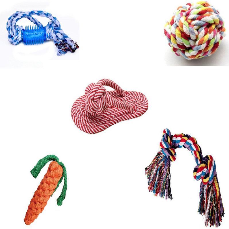 PETS EMPIRE Dog Rope Toys, Puppy Toys Set Pet Braided Rope Toys Puppy Chew Durable Interactive Cotton Toys Dental Health Teeth Cleaning for Small/Medium Dog Biting Toys 5 Pack Color May Vary Cotton Chew Toy For Dog