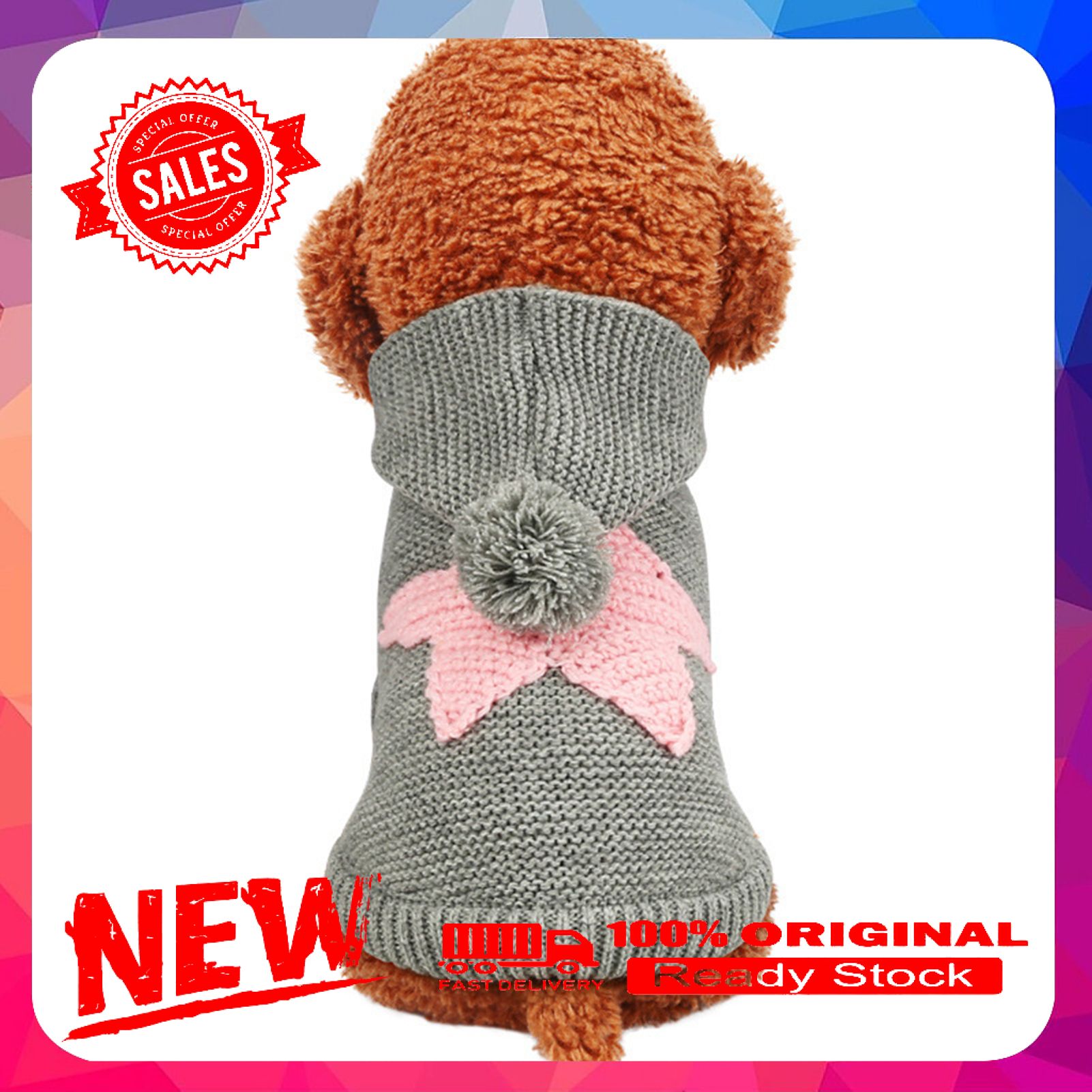 Vist Fox Cat Sweater Hooded Knitted Pentagram Pattern Skin-friendly Nordic Style Lovely Warm Pet Cat Clothes for Winter