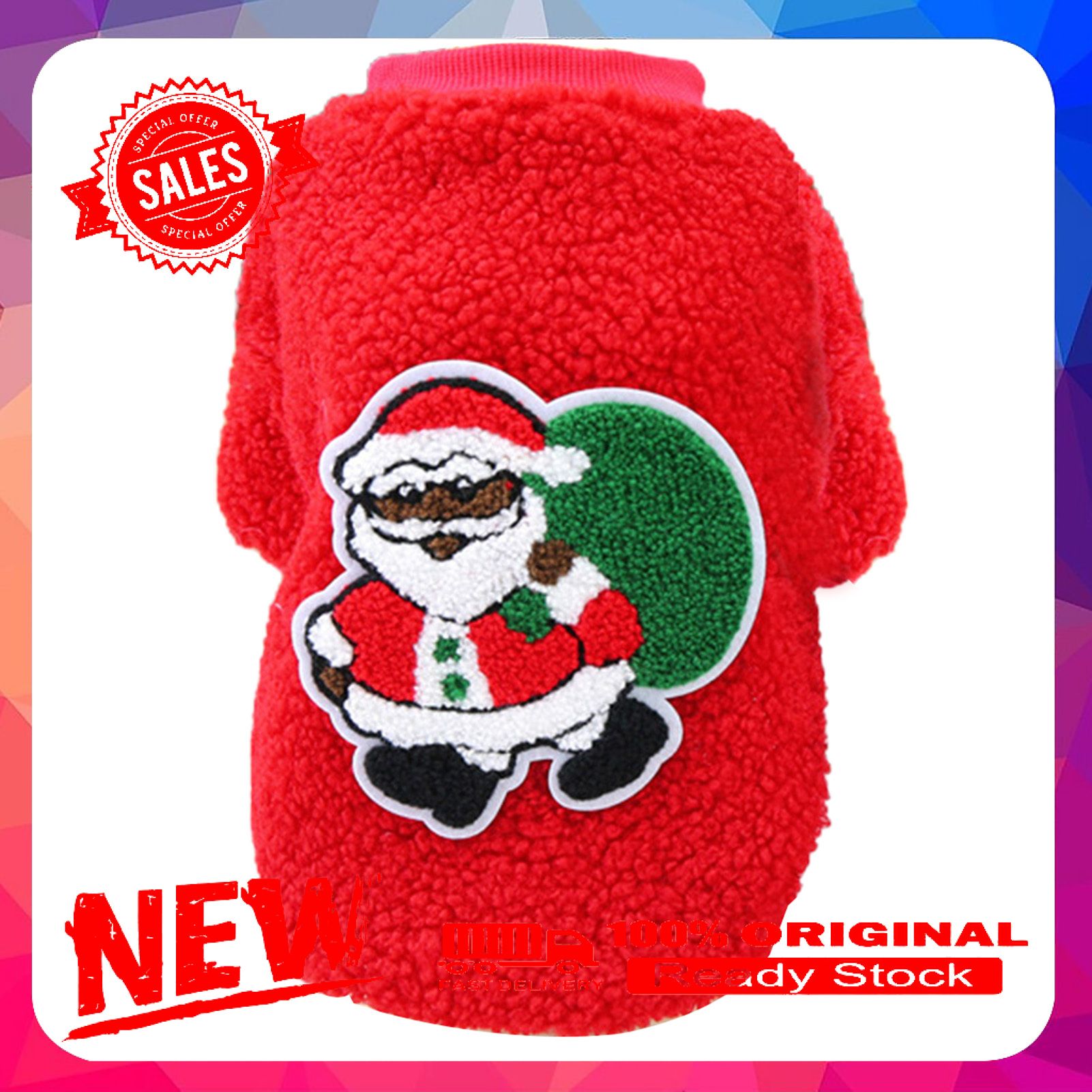Dog Fleece Clothes Christmas Series Pattern Dress-up Skin-friendly Warm Pet Dogs Sweatshirt Costume for Winter