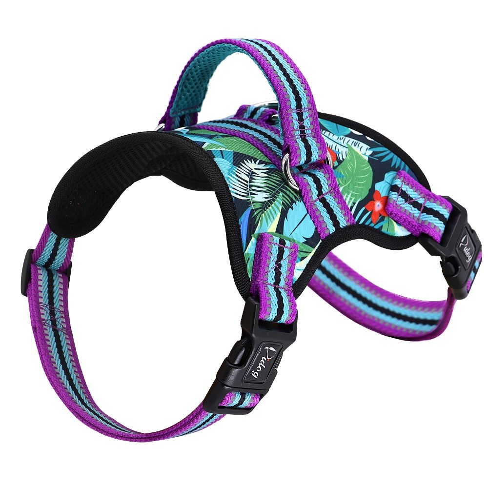 Nylon Durable  Harness Print Reflective Pet Harness No Pull Puppy Pitbull Harness Adjustable For Small Medium Large s