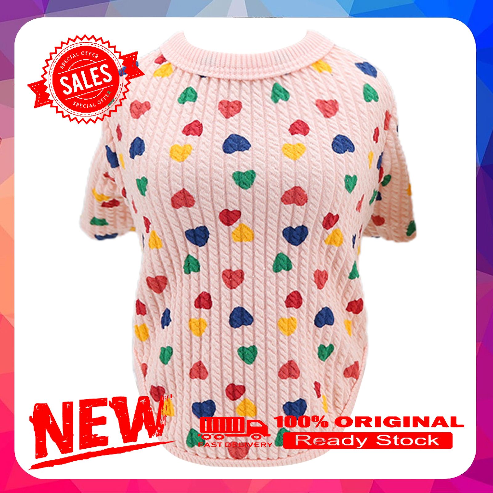 Dog Shirt Love Heart Print Skin-friendly Casual Puppy Winter Cardigan Shirt Puppy Costume