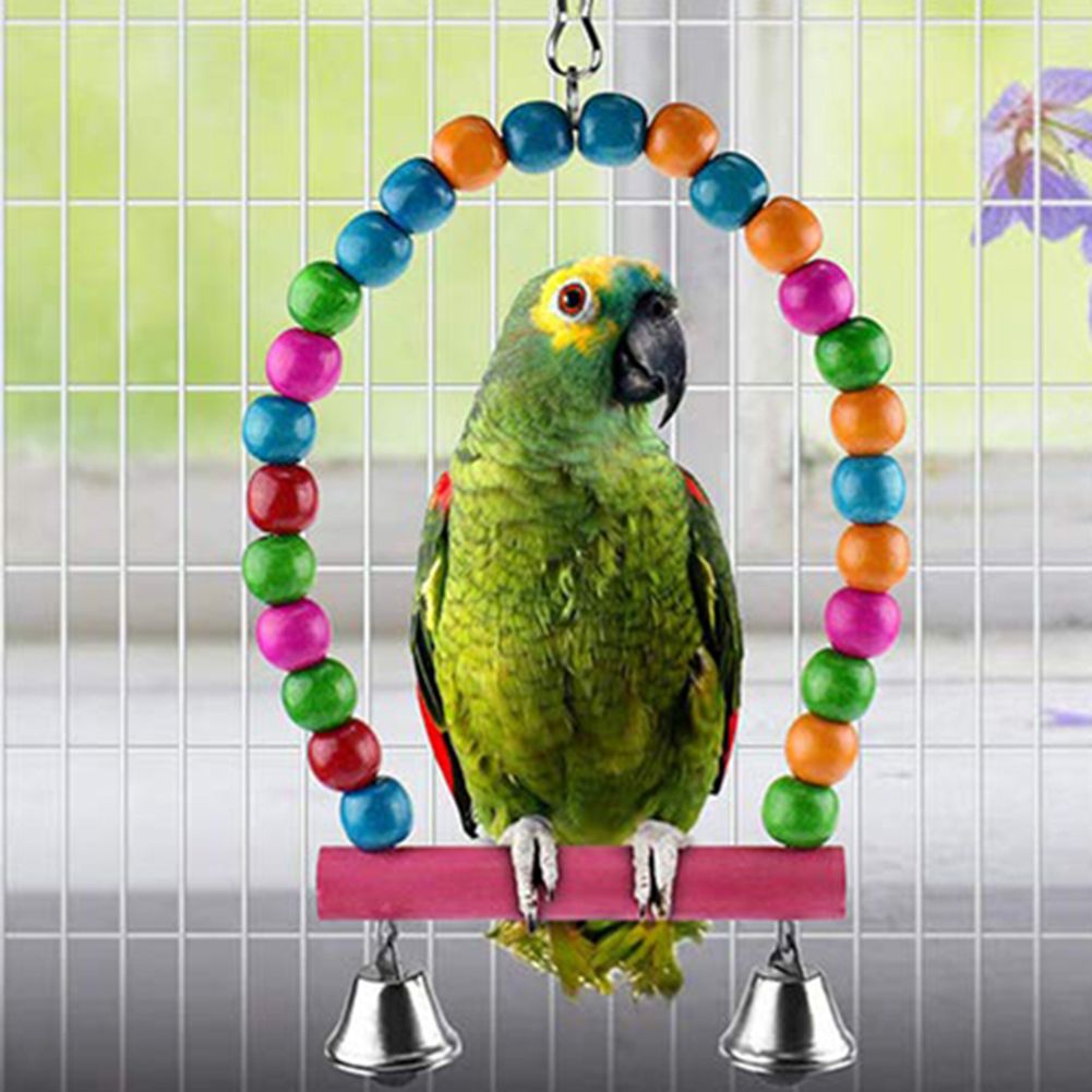 8Pcs Pet Bird Parrot Rattan Ball Bell Beads Stand Cage Hanging Swing Chew Toys