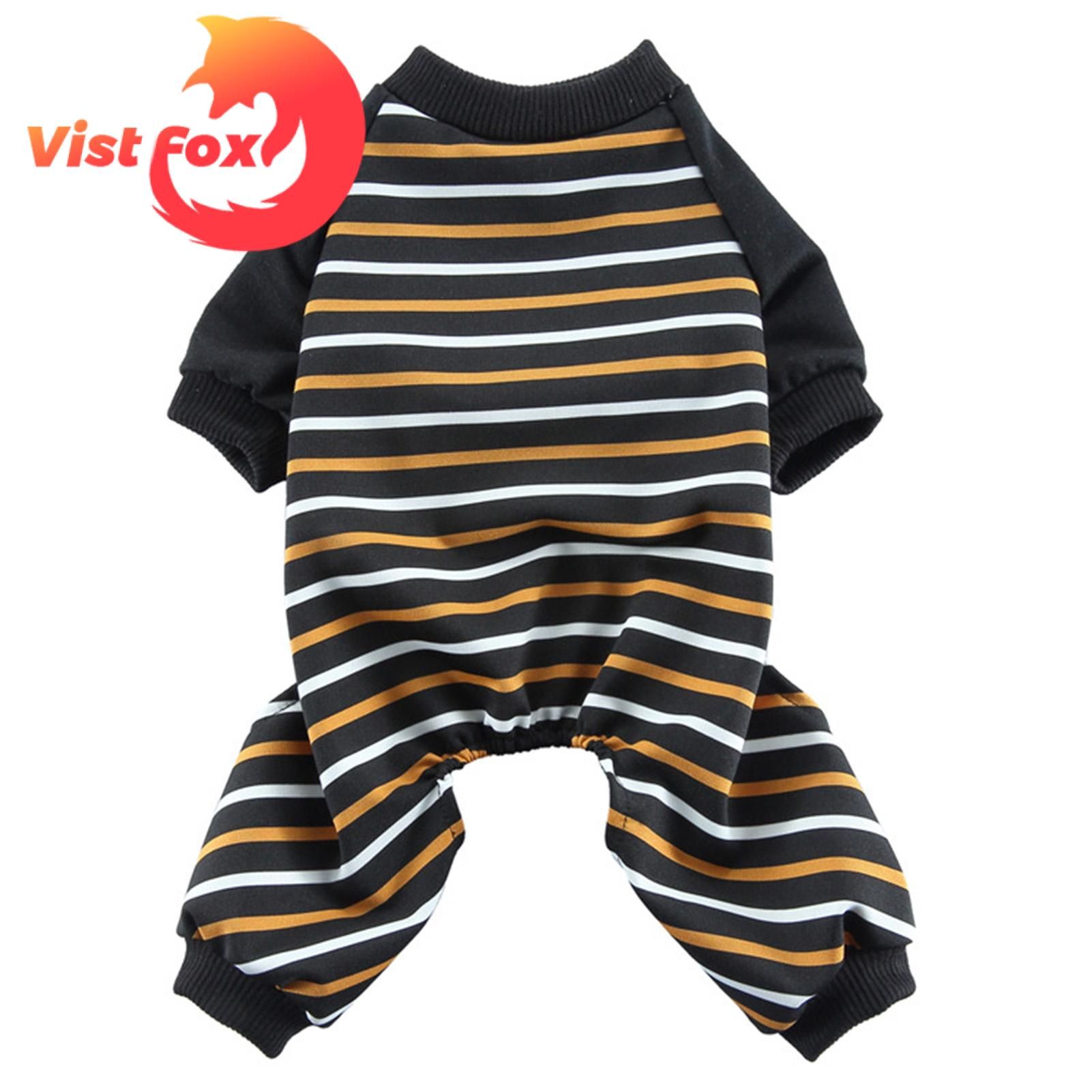 Vist Fox Pet Costume Round Neck Four-leg Striped Print Pet Costume