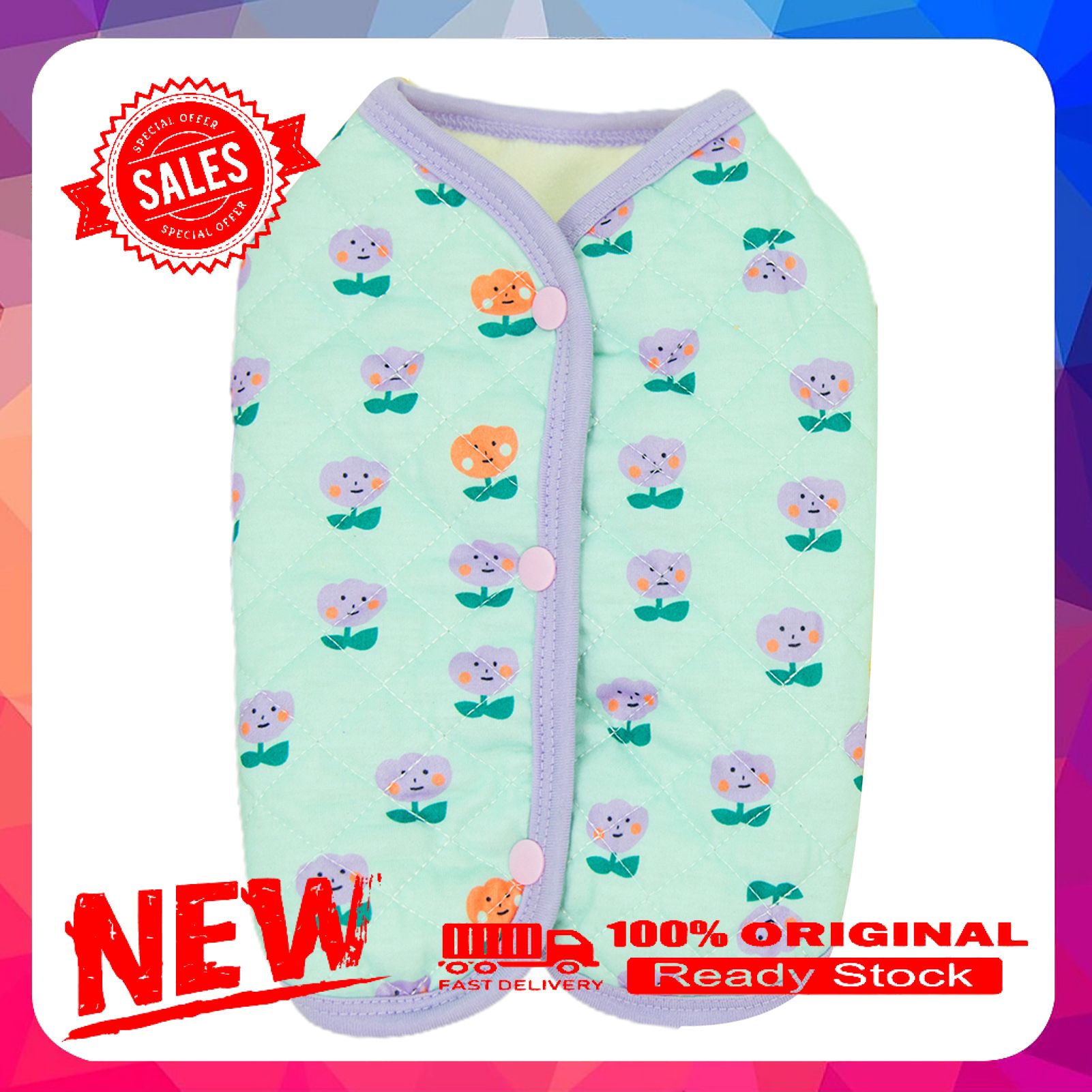 Pet Apparel Cartoon Flower Pattern All-match Skin-friendly Cute Pet Dog Cats Vest Couple Outfit for Casual