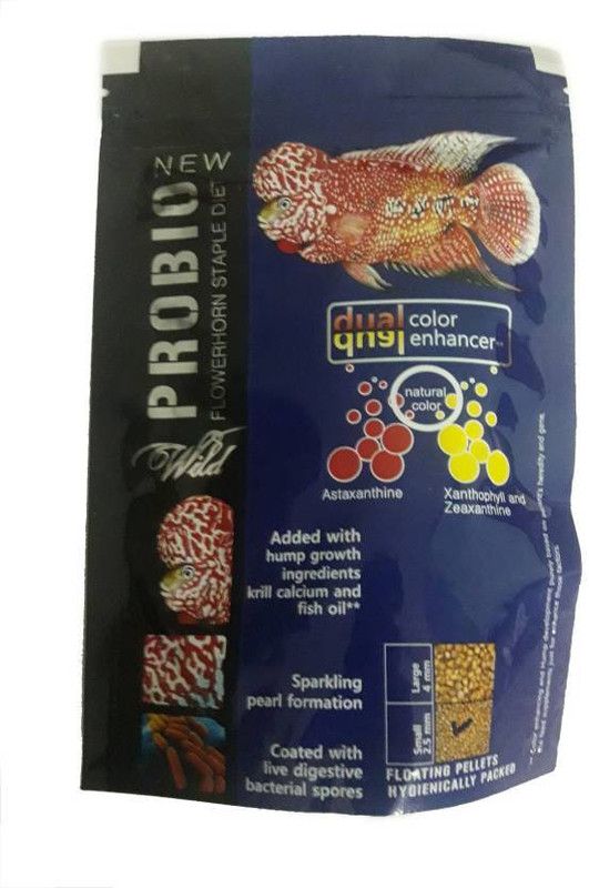 AQUATIC REMEDIES New Wild Probio Flowerhorn Staple Fish Food Small Pellet Manual Fish Feeder  (100 g)
