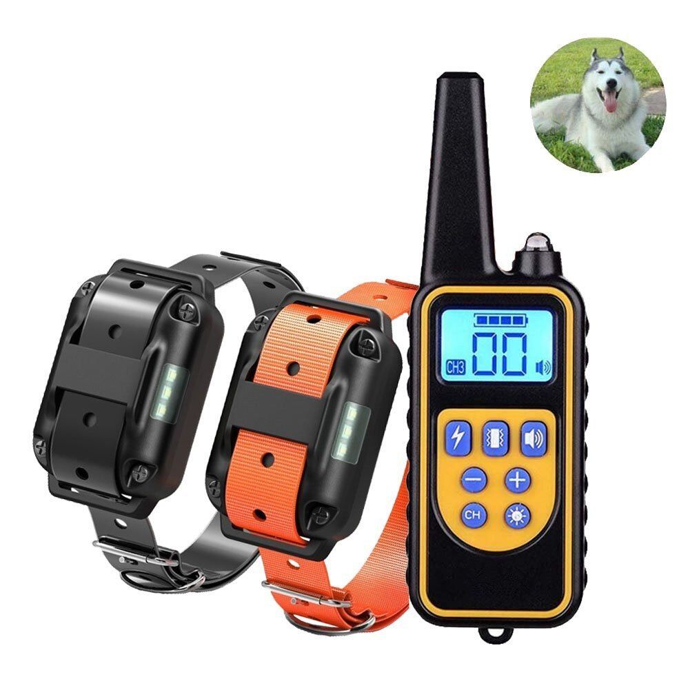 Pet Remote Control Electric  Training Collar Waterproof Rechargeable LCD Display for All Size Shock Vibration Mode 2 receiver set A