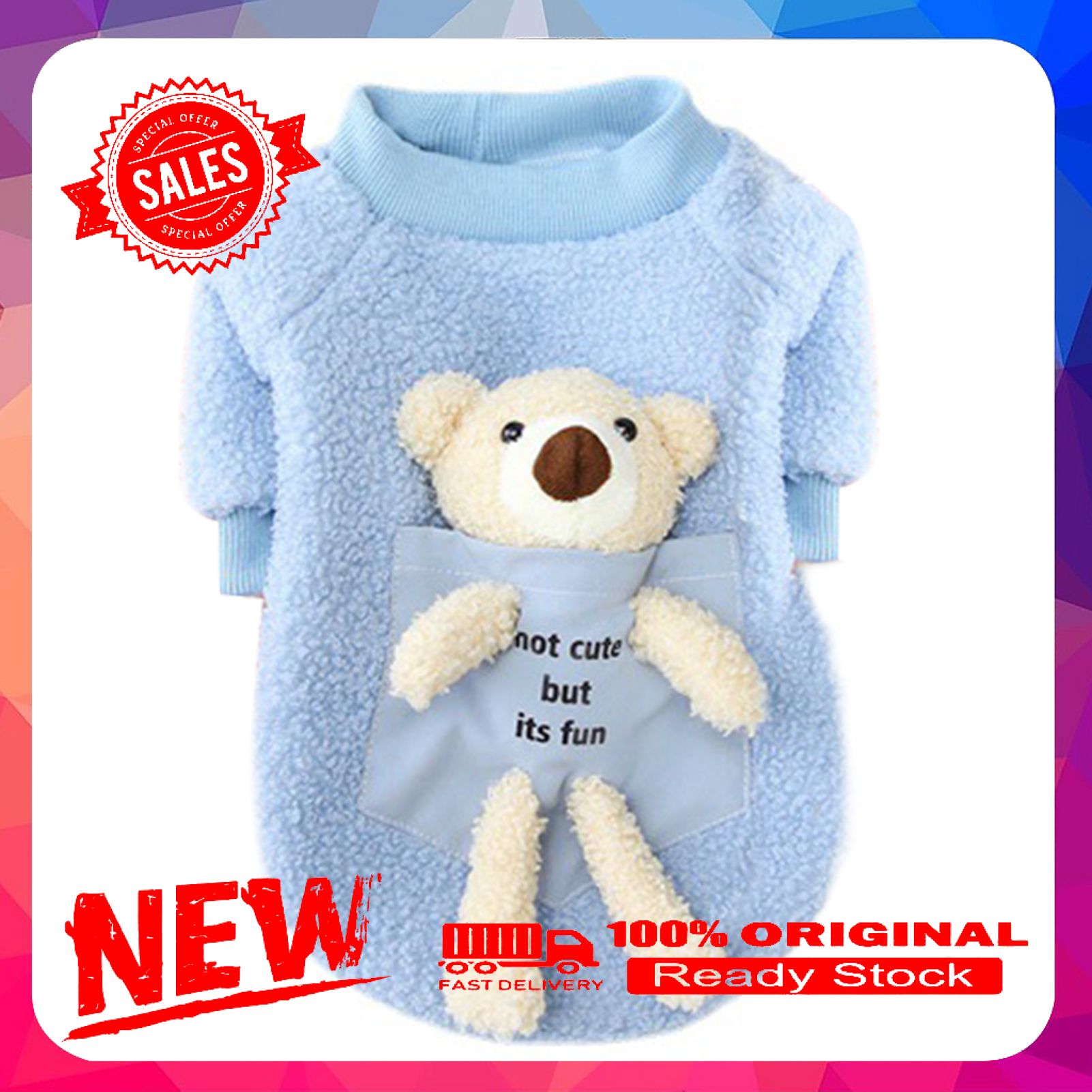 Pet Sweatshirt Round Neck Keep Warmth Skin-friendly Thickened Puppy Fleece Shirt Clothes with Bear Doll for Autumn