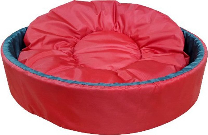 Flipkart Perfect Homes Studio Double ton waterproof Round Dog | Cat bed Foam Polyster fiber S Pet Bed  (Red, Grey)