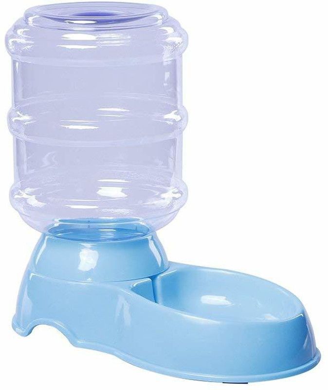 Ever Mall Dog Cat Animal Automatic Gravity Water Drinking Fountain Bottle Bowl Dish Stand long Plastic Pet Bowl & Bottle  (3.8 L Blue)