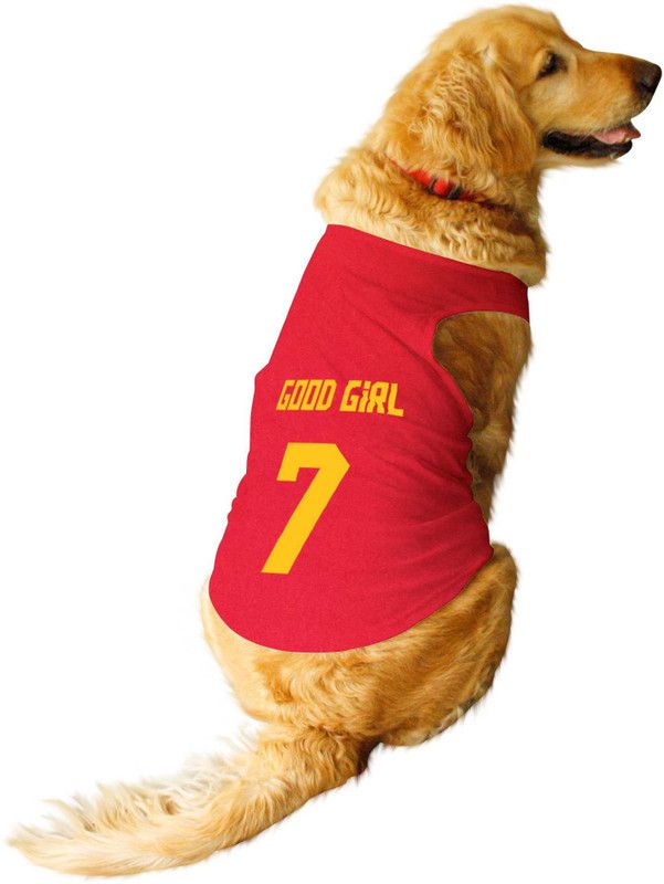 RUSE T-shirt for Dog, Cat  (Good Girl Jersey No.7 Printed Dog Tee For Gift(Red))