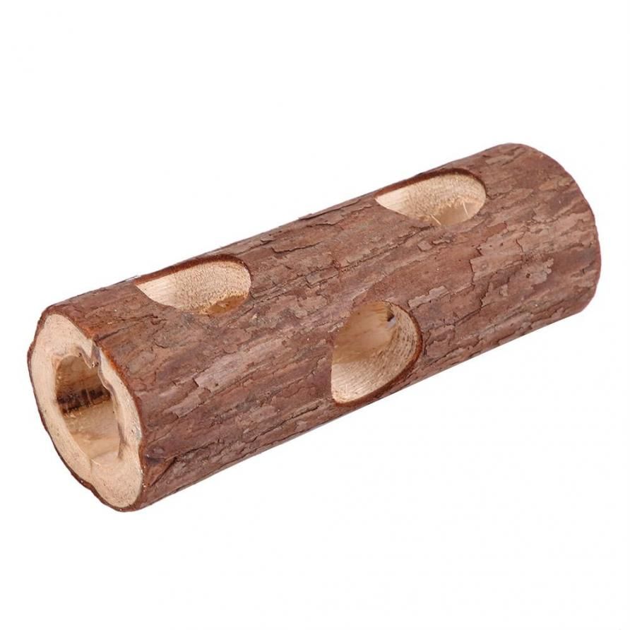 Pet Small Animal Toys Hamster Wooden Tunnel Cage House Hide Play Rat Mouse Mice Drill Tube Swing Exercise Toys