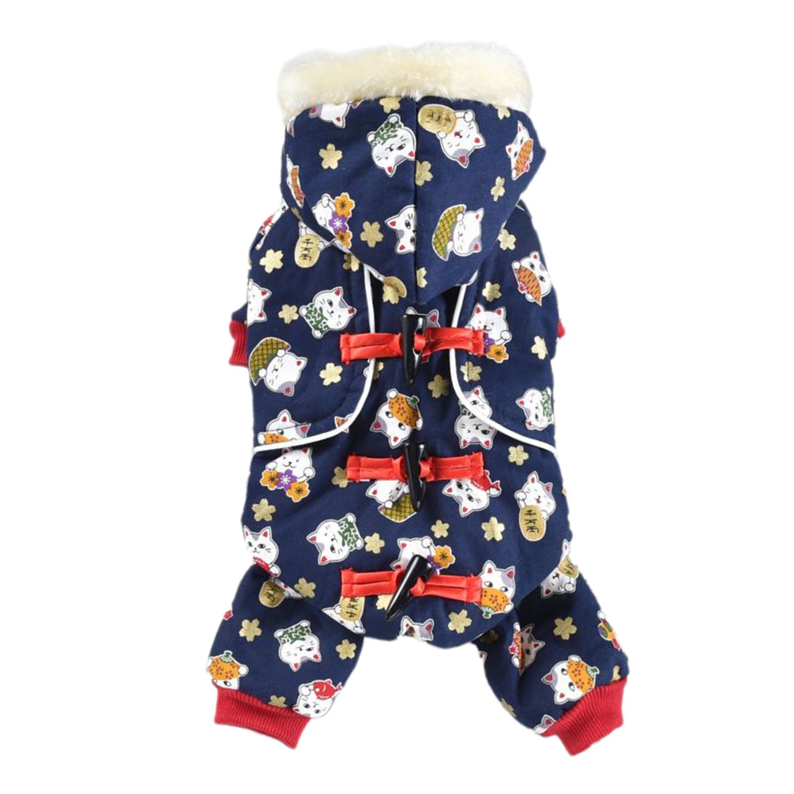 Pet Jumpsuits Horn Buckle Design Cute Dogs Cotton Clothes Costume