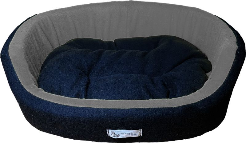 Poofy's Pet Island dual color grey black ultra soft fleece fabric round shape dog and cat bed XXXL Pet Bed  (Multicolor)