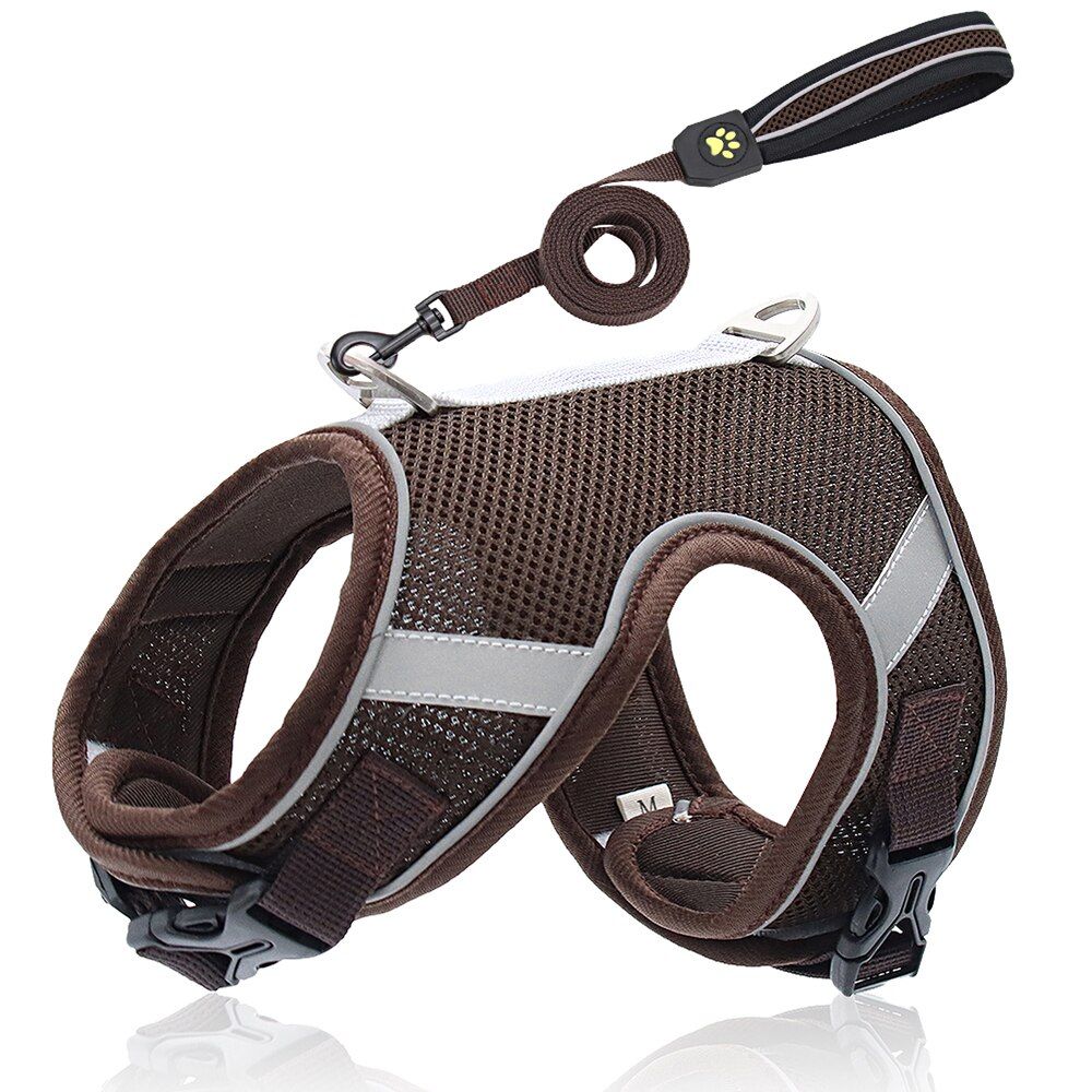 Breathable Mesh   Harness Leash Set Reflective Nylon Puppy Harness Vest Adjustable ng Lead For Small Medium s s