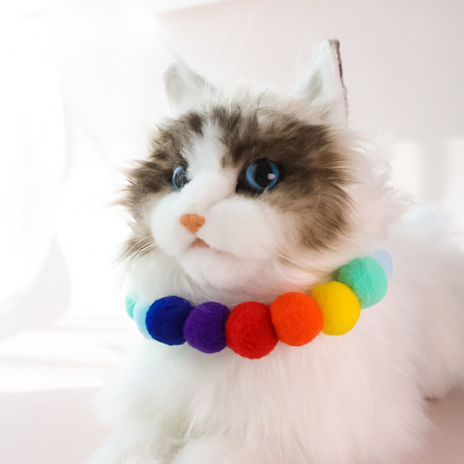 Pet Collar High Elasticity Plush Balls Pattern Ribbon Cute Puppy Collar
