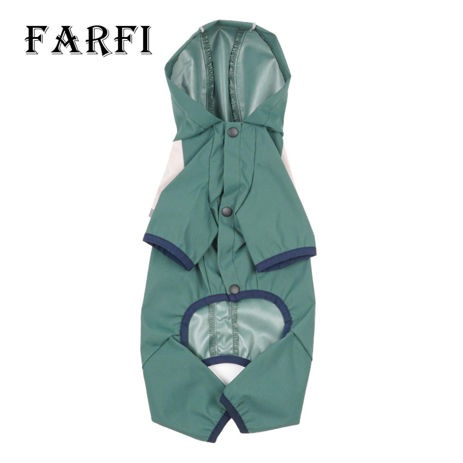 Farfi Puppy Raincoat Reflective Full Body Coverage Brim Rain Jket