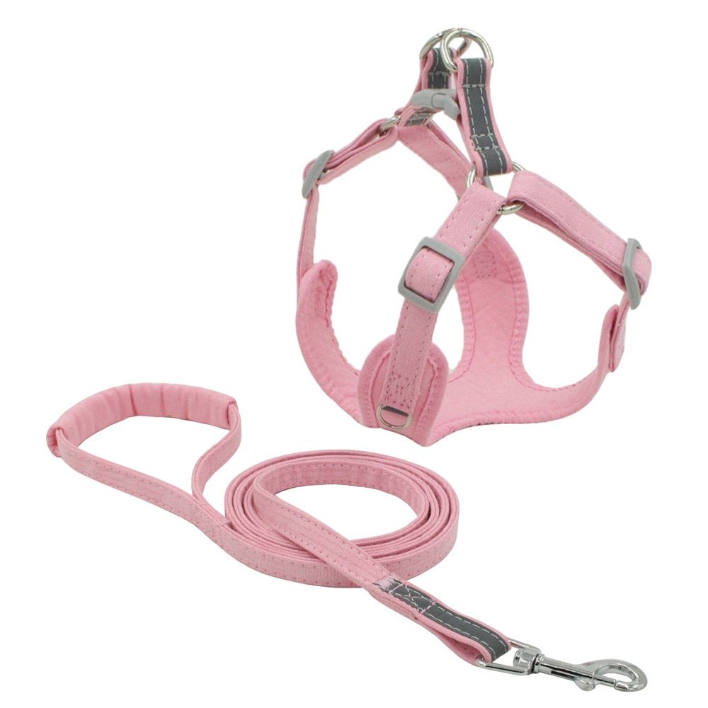 Harness Leash Set Puppy  Breathable Vest Harness 100% Cotton Colorful  Leads Collars Pet Supplies for s Chihuahua