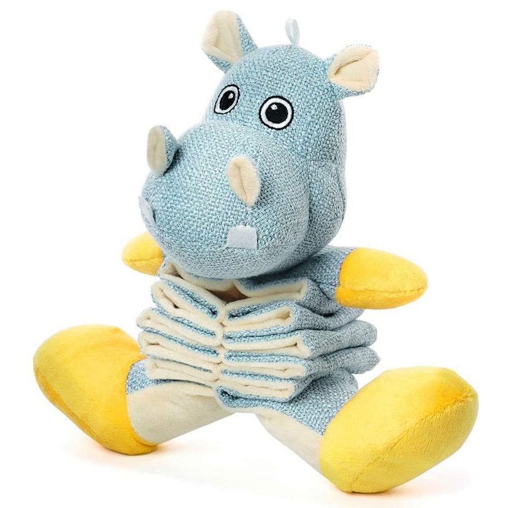 Dog Toys Plush Dog Toys Stuffed Animal with Crinkle Paper for Animal Shape Chew Toy Hippo